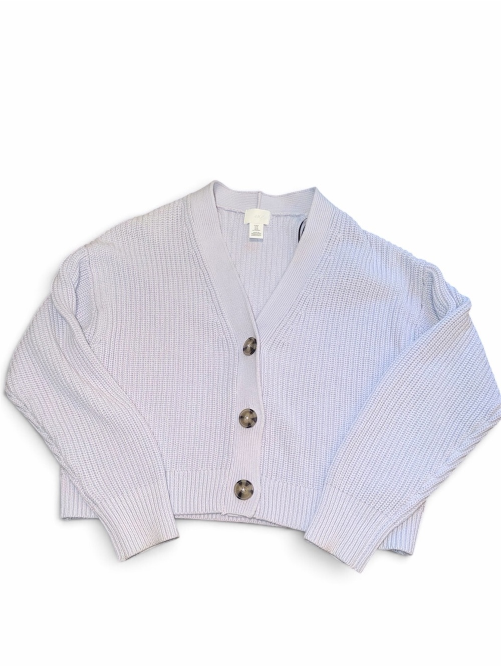 H&M Cropped Button-Up Cardigan - Light Lavender